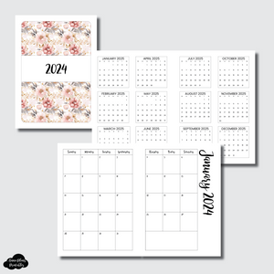 Personal Rings Size | 2024 CLASSIC FONT Monthly Calendar (SUNDAY Start) PRINTABLE INSERT