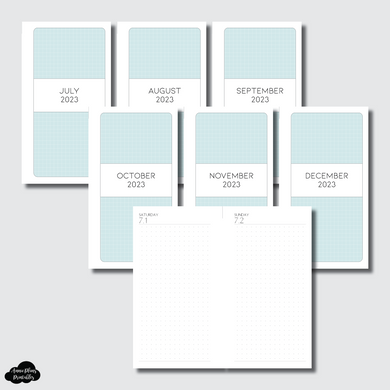 Personal Rings Size | 2023 JUL-DEC Full Month Daily DOT GRID Printable Insert