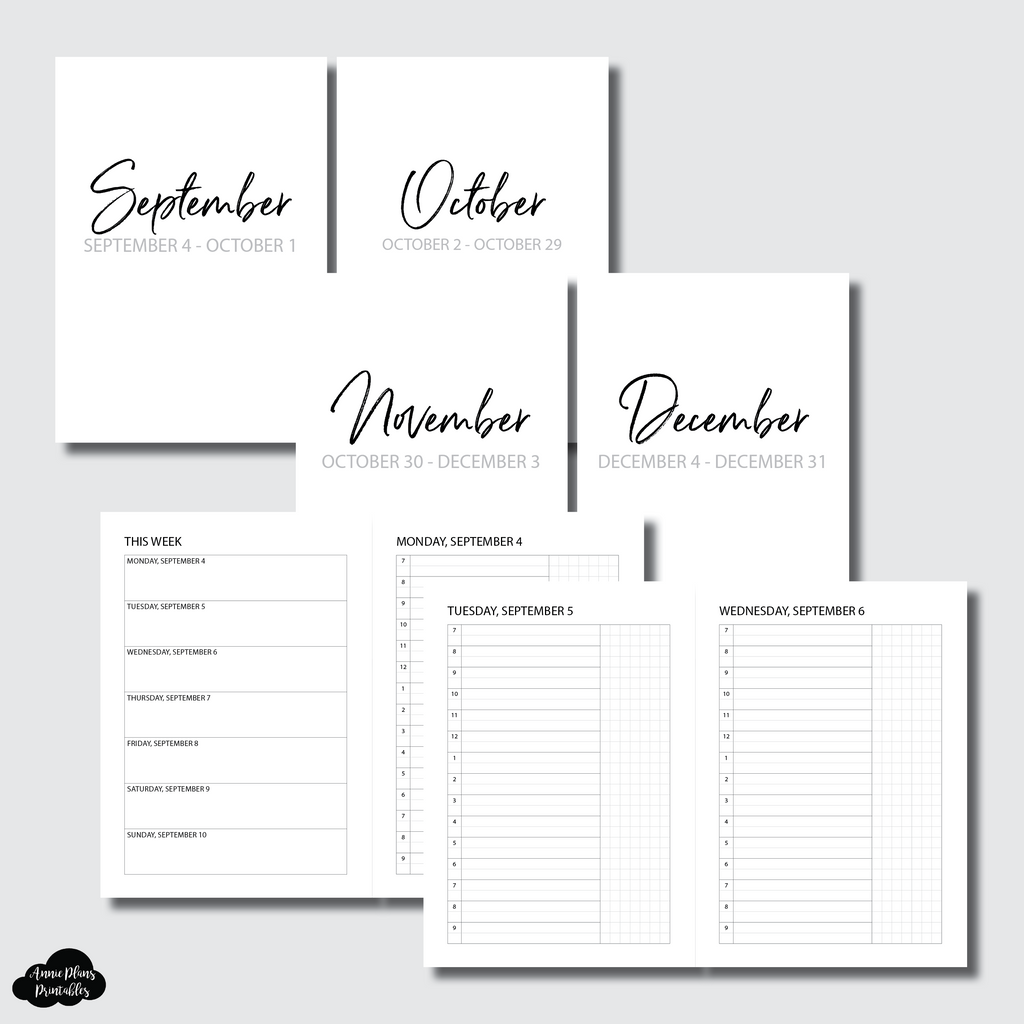 A5 Rings Size SEP DEC 2023 Bundle Weekly/Daily TIMED Printable In
