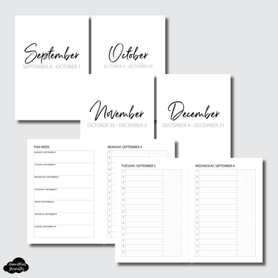 A5 Rings Size | SEP - DEC 2023 Bundle: Weekly/Daily TIMED Printable Insert