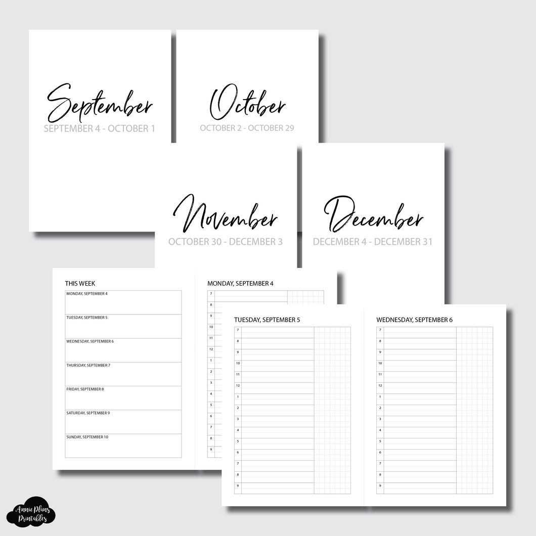 A5 Rings Size | SEP - DEC 2023 Bundle: Weekly/Daily TIMED Printable Insert