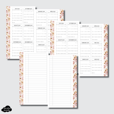 Personal Rings Rings Size | 2023 - 2025 Academic Yearly [PINK FLORAL] Overviews Printable Insert