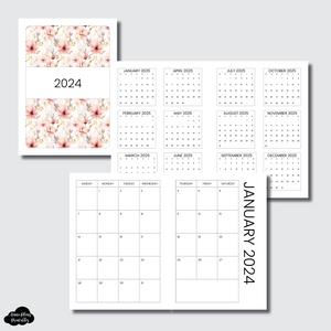 Classic HP Size | 2024 SIMPLE FONT Monthly Calendar (SUNDAY Start) PRINTABLE INSERT