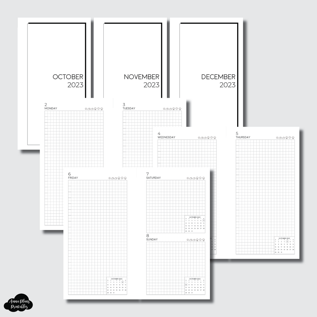 Personal Rings Size | OCT - DEC 2023 EASY GRID DAILY Printable Insert ...