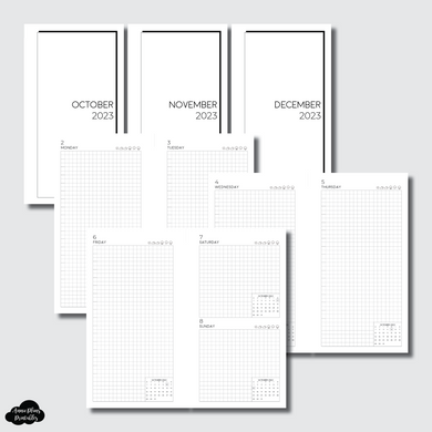 Personal Rings Size | OCT - DEC 2023 EASY GRID DAILY Printable Insert