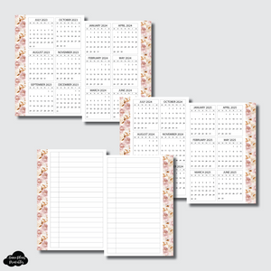 Pocket Rings Rings Size | 2023 - 2025 Academic Yearly [PINK FLORAL] Overviews Printable Insert