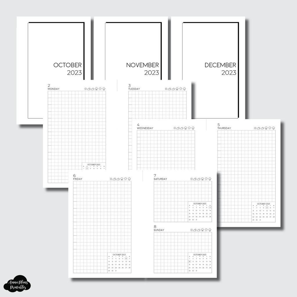 Pocket Rings Size | OCT - DEC 2023 EASY GRID DAILY Printable Insert ...