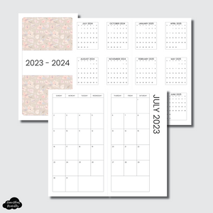 Personal TN Size | 2023 - 2024 SIMPLE FONT Academic Monthly Calendar (SUNDAY Start) PRINTABLE INSERT