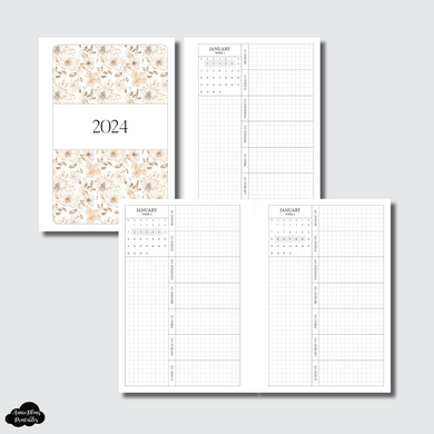 Personal Wide Rings Size | 2024 Week on 1 Page GRID with Calendar Printable Insert