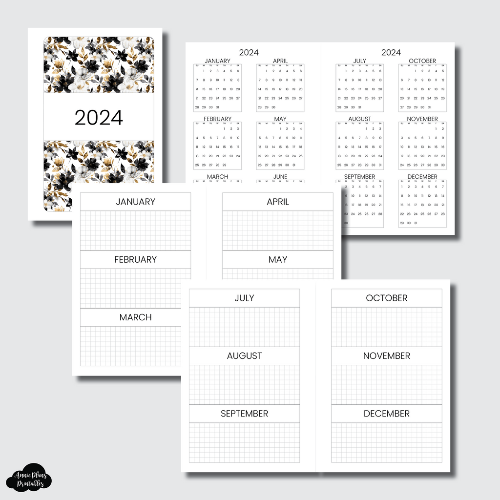 Pocket TN Size | 2024 Year at a Glance on 2 Pages Printable Insert ...