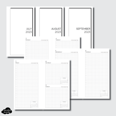 Personal Rings Size | JUL - SEP 2023 EASY GRID DAILY Printable Insert