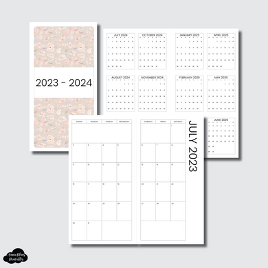 Standard TN Size | 2023 - 2024 SIMPLE FONT Academic Monthly Calendar (SUNDAY Start) PRINTABLE INSERT