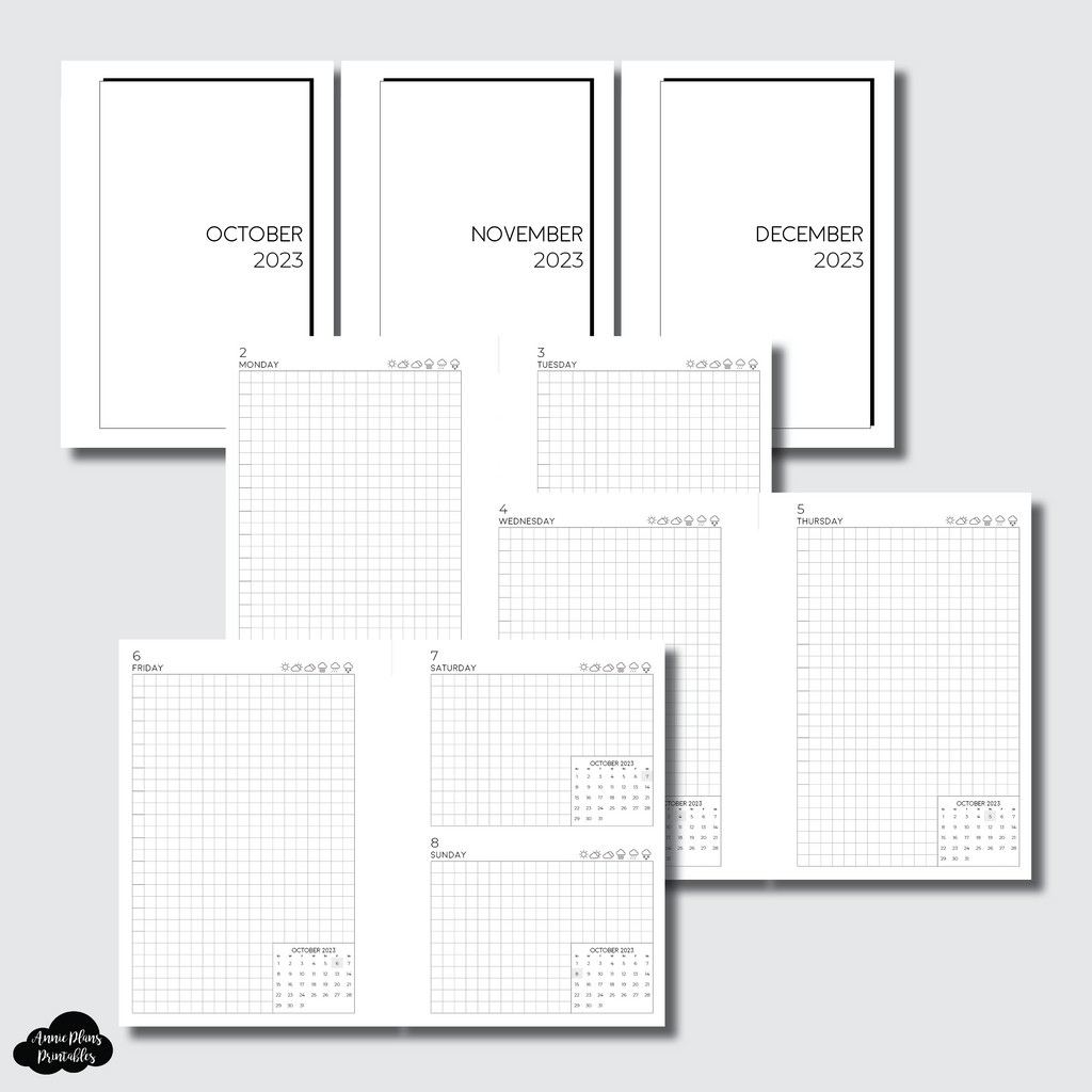Pocket Plus Rings Size | OCT - DEC 2023 EASY GRID DAILY Printable Inse ...
