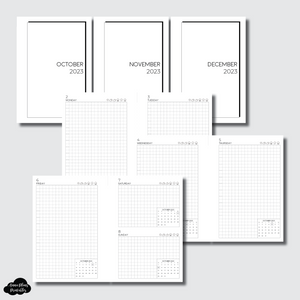 Pocket Plus Rings Size | OCT - DEC 2023 EASY GRID DAILY Printable Insert