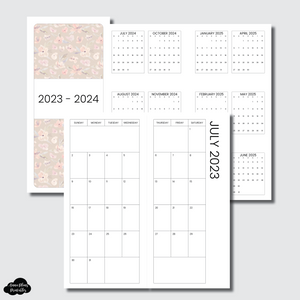 H Weeks Size | 2023 - 2024 SIMPLE FONT Academic Monthly Calendar (SUNDAY Start) PRINTABLE INSERT