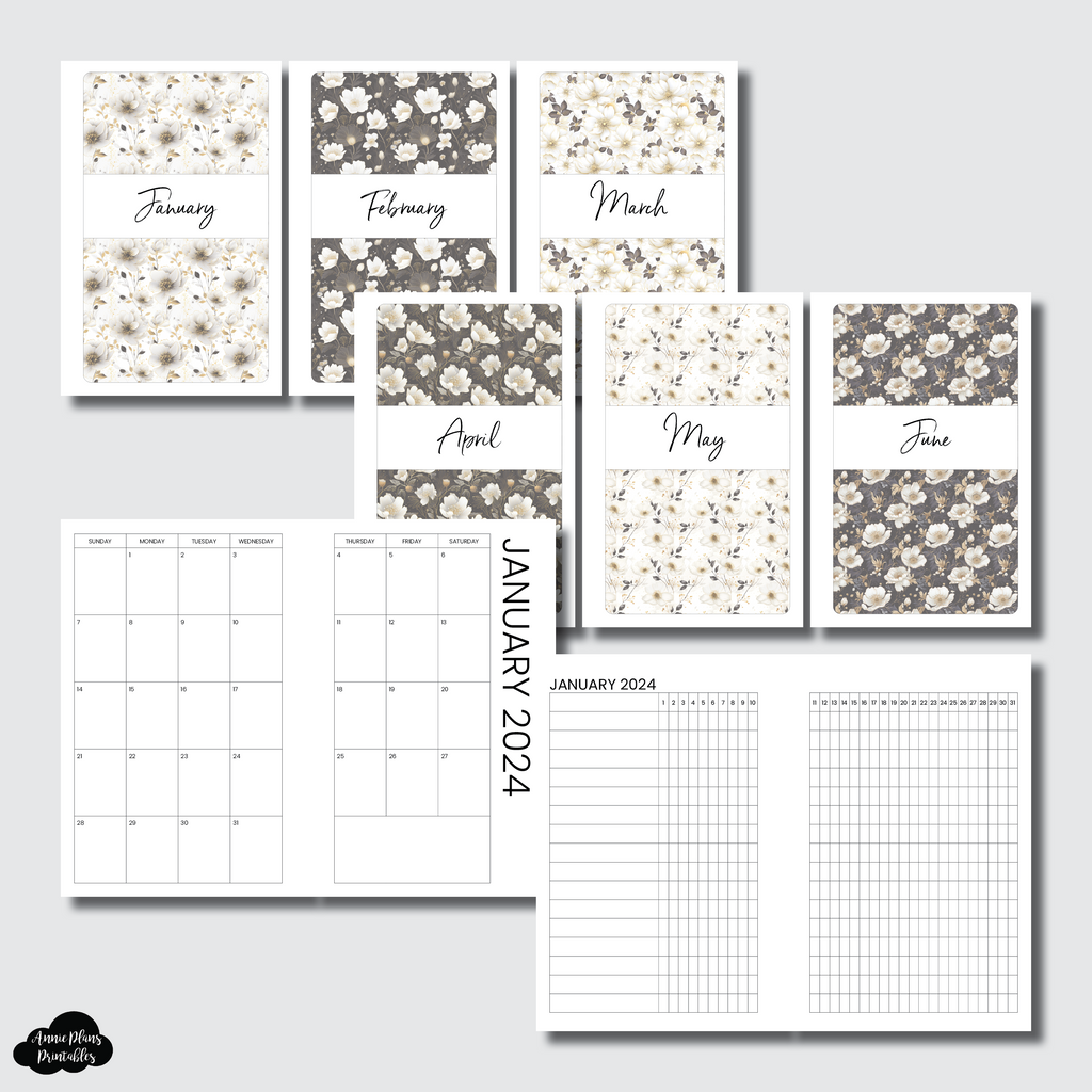 Mini HP Size | JAN - JUN 2024 Monthly Calendar + Tracker Printable Ins ...