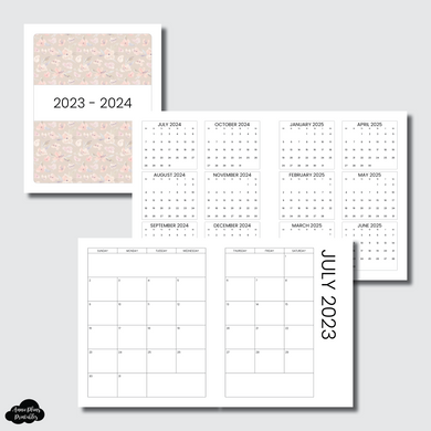Classic HP Size | 2023 - 2024 SIMPLE FONT Academic Monthly Calendar (SUNDAY Start) PRINTABLE INSERT