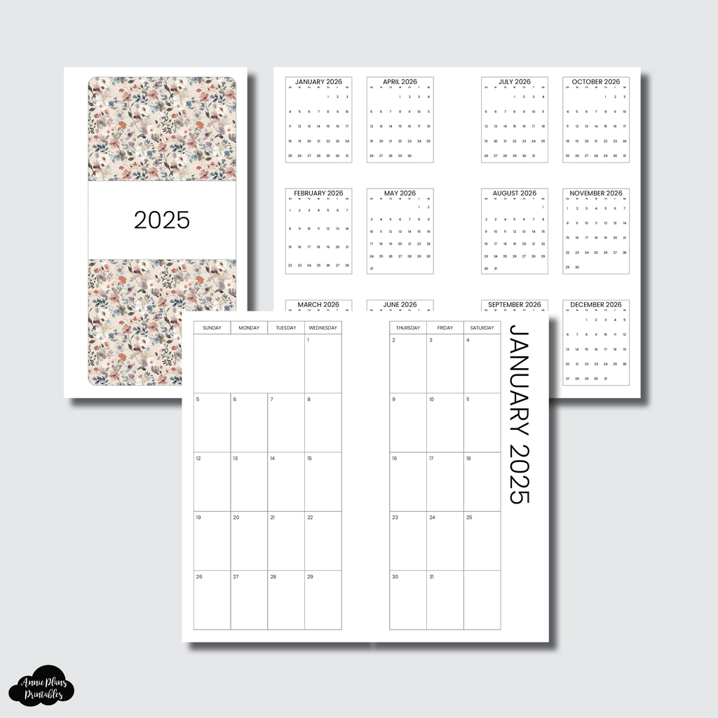 A6 Rings Size | 2025 SIMPLE FONT Monthly Calendar (SUNDAY Start) PRINT ...