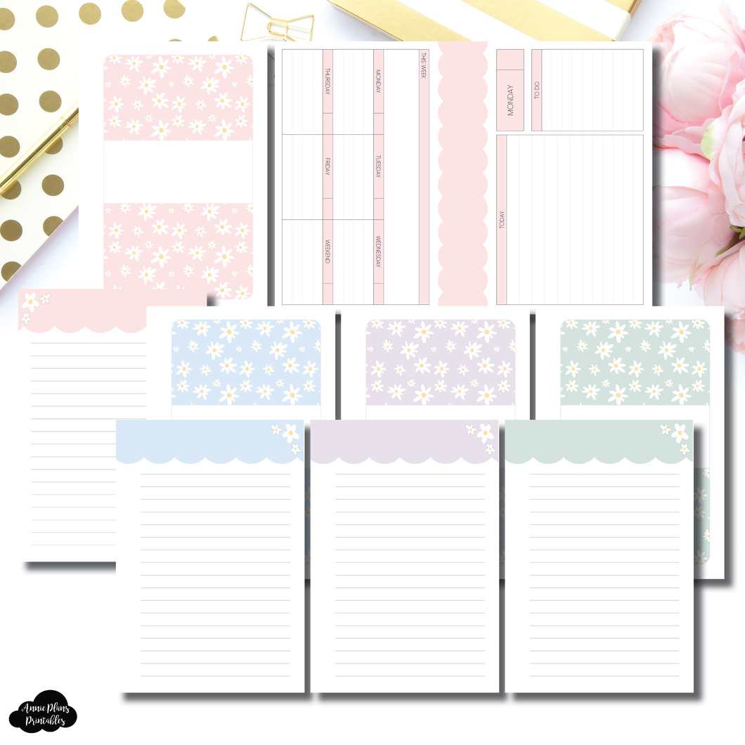 Passport TN Size | Spring Daisies Daily + Lined Notes Printable Insert