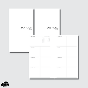 Personal Rings Size | 2024 BASIC Horizontal Week on 2 Pages Printable Insert