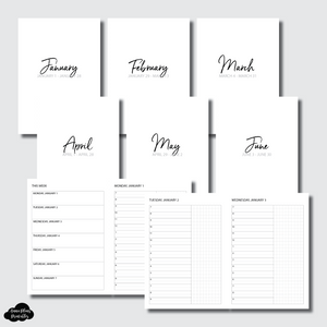 A6 TN Size | JAN - JUN 2024 Bundle: Weekly/Daily TIMED Printable Insert
