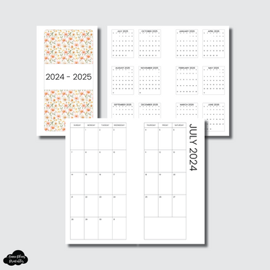 A6 TN Size | 2024 - 2025 SIMPLE FONT Academic Monthly Calendar (SUNDAY Start) PRINTABLE INSERT