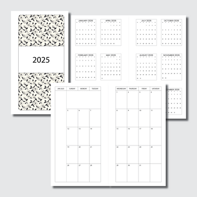 Classic HP Size | 2025 Minimalist Monthly Calendar (SUNDAY Start) PRINTABLE INSERT (Copy)