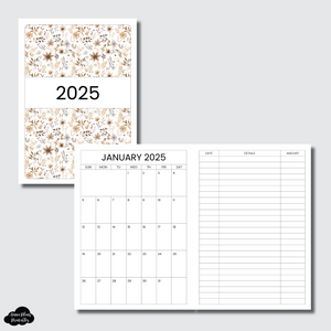 Passport TN Size | 2025 Monthly Expense Calendar Printable Insert