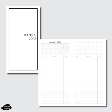 H Weeks Size | 2025 Monthly Expense Calendar Printable Insert