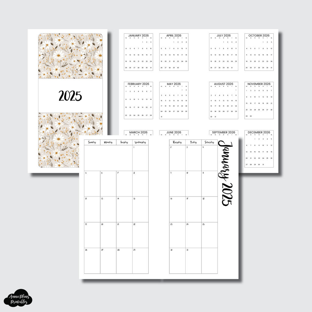 Pocket Rings Size | 2025 CLASSIC FONT Monthly Calendar (SUNDAY Start ...