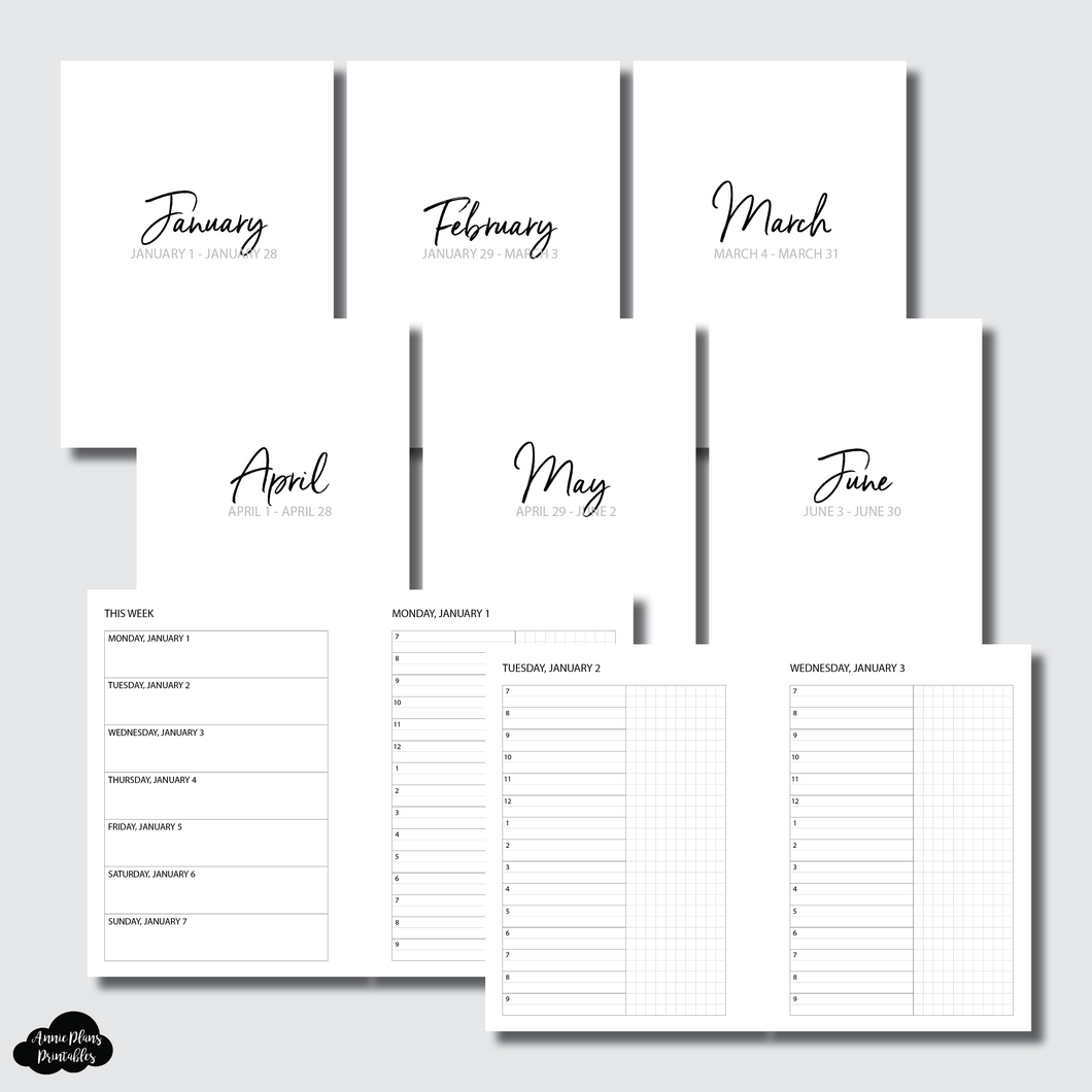 A6 Rings Size | JAN - JUN 2024 Bundle: Weekly/Daily TIMED Printable Insert