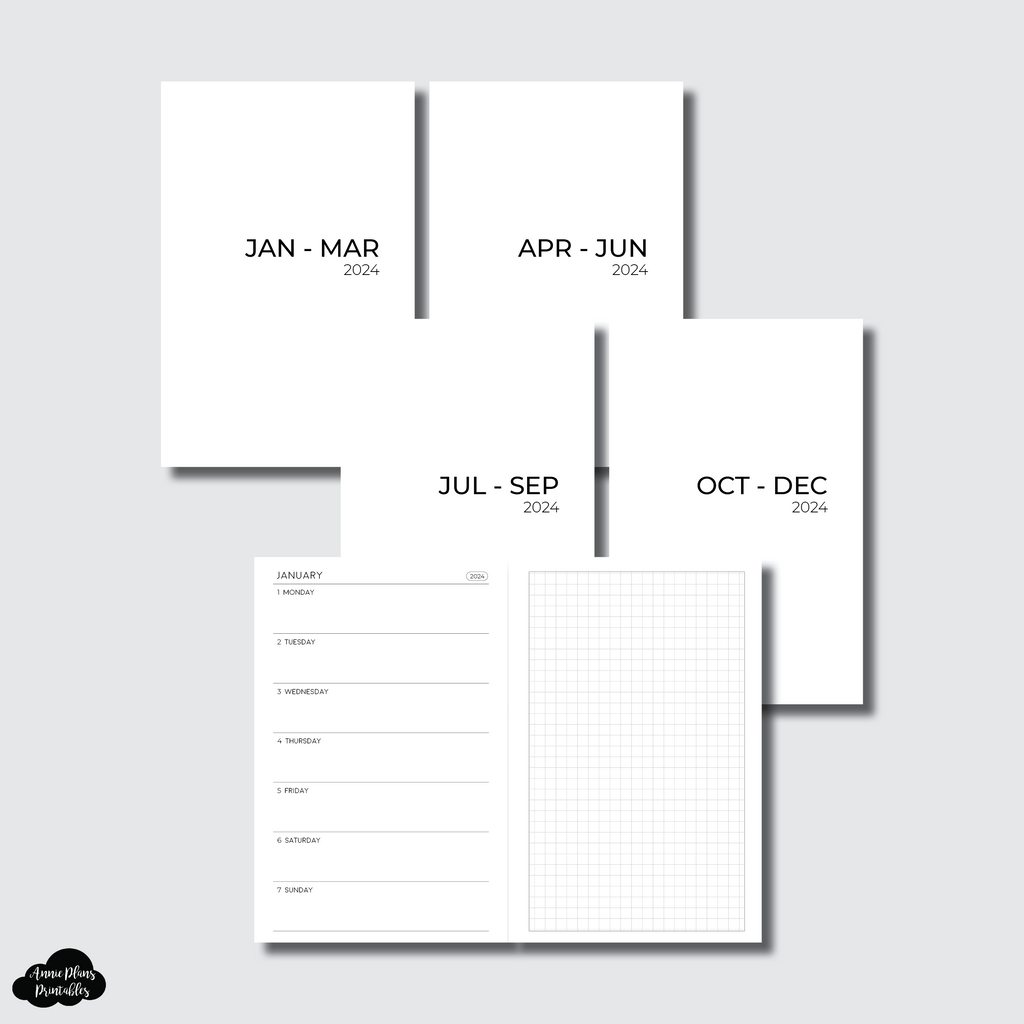 Pocket TN Size | 2024 NEW Horizontal Week on 1 Page + GRID Printable I ...