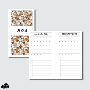 Pocket Plus Rings Size | 2024 Single Page Monthly + Lists Printable Insert