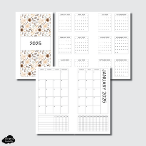 Pocket Plus Rings Size | 2025 Monthly Calendar (SUNDAY Start) + TRACKER ON 2 PAGES PRINTABLE INSERT