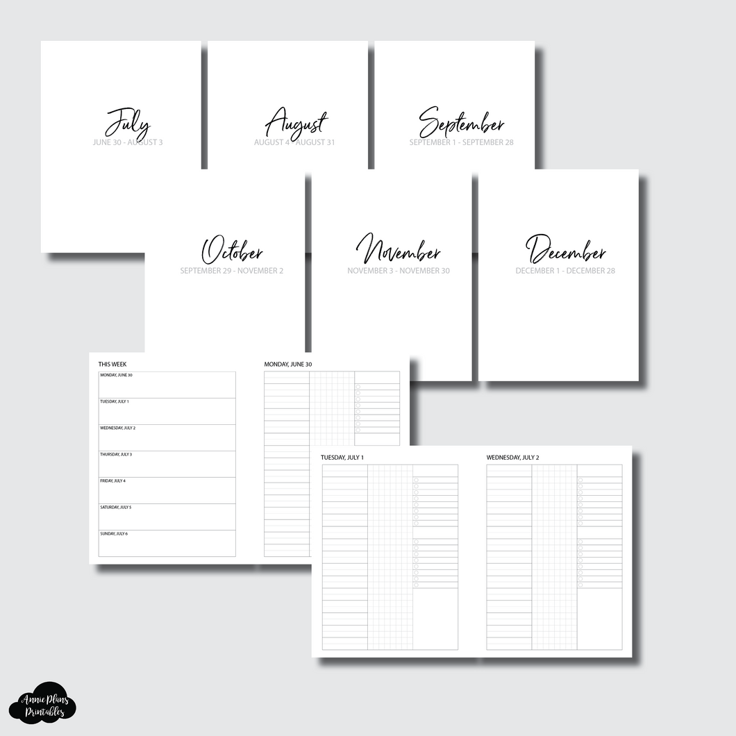 B6 Rings Size | JUL  - DEC 2025 Bundle: Weekly/Daily 3 COLUMN UNTIMED Printable Insert