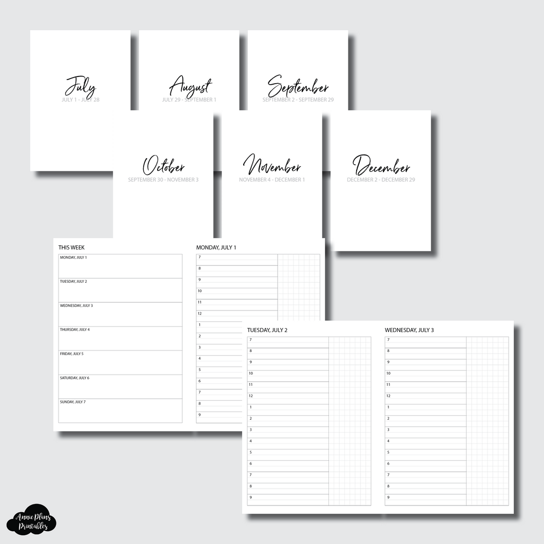 B6 TN Size | JUL - DEC 2024 Bundle: Weekly/Daily TIMED Printable Insert