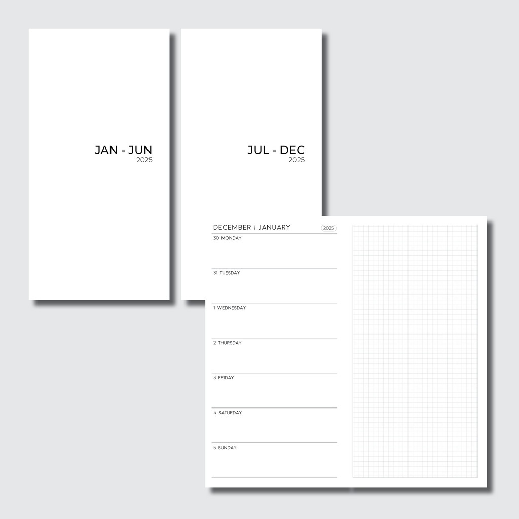 Standard TN Size | 2025 Horizontal Week on 1 Page + GRID Printable Ins ...