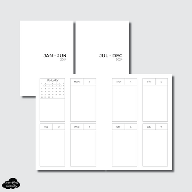 A6 Rings Size | 2024 NEW Vertical Week on 2 Pages Printable Insert