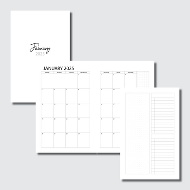 Half Letter Rings Size | 2025 Monthly With Cover & Notes Page Printable Insert