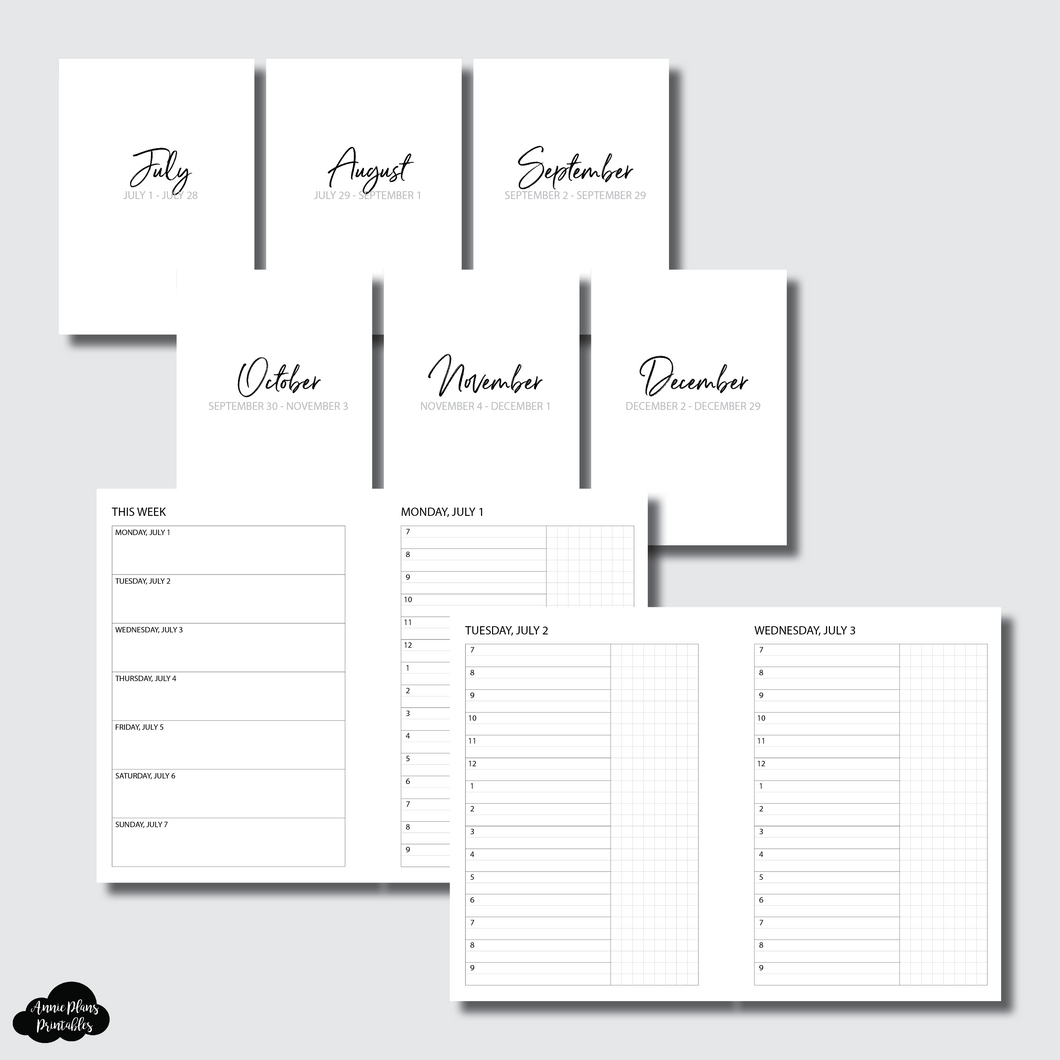 Personal Wide Rings Size | JUL - DEC 2024 Bundle: Weekly/Daily TIMED Printable Insert