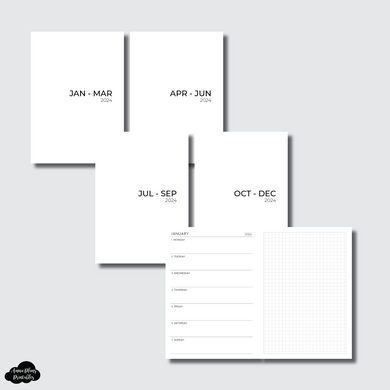 A6 TN Size | 2024 NEW Horizontal Week on 1 Page + GRID Printable Insert