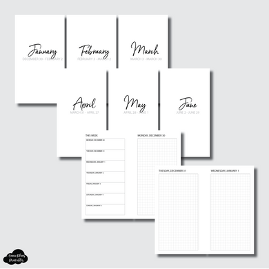 Personal Rings Size | JAN - JUN 2025 Bundle: Weekly/Daily GRID Printable Insert