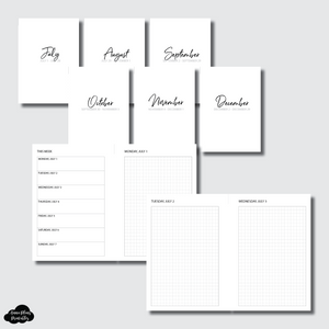 A6 Rings Size | JUL - DEC 2024 Bundle: Weekly/Daily GRID Printable Insert