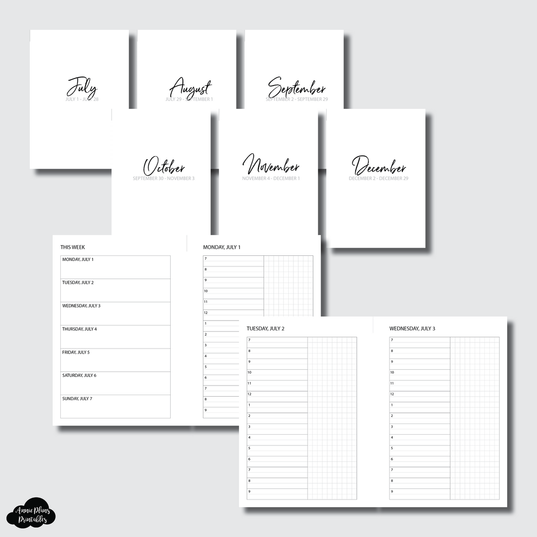 A6 Rings Size | JUL - DEC 2024 Bundle: Weekly/Daily TIMED Printable Insert