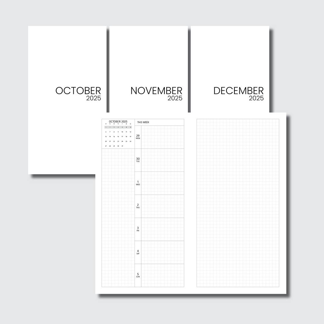 Standard TN Size | OCTOBER - DECEMBER 2025 Weekly Catch All PRINTABLE INSERT