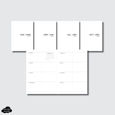 A6 TN Size | 2024 BASIC Horizontal Week on 2 Pages Printable Insert