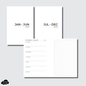 Pocket Rings Size | 2025 Horizontal Week on 1 Page + GRID Printable Insert