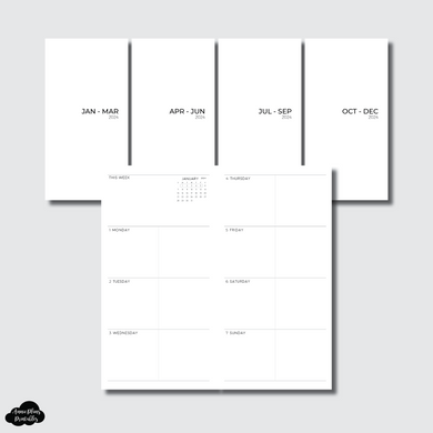 Standard TN Size | 2024 BASIC Horizontal Week on 2 Pages Printable Insert
