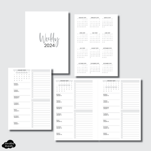 A6 Rings Size | JAN - DEC 2024 Weekly + Lists Printable Insert