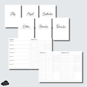 B6 TN Size | JUL  - DEC 2024 Bundle: Weekly/Daily 3 COLUMN UNTIMED Printable Insert